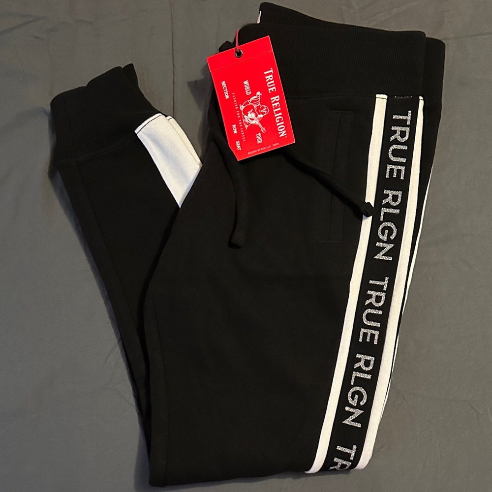 True Religion Black and White Joggers